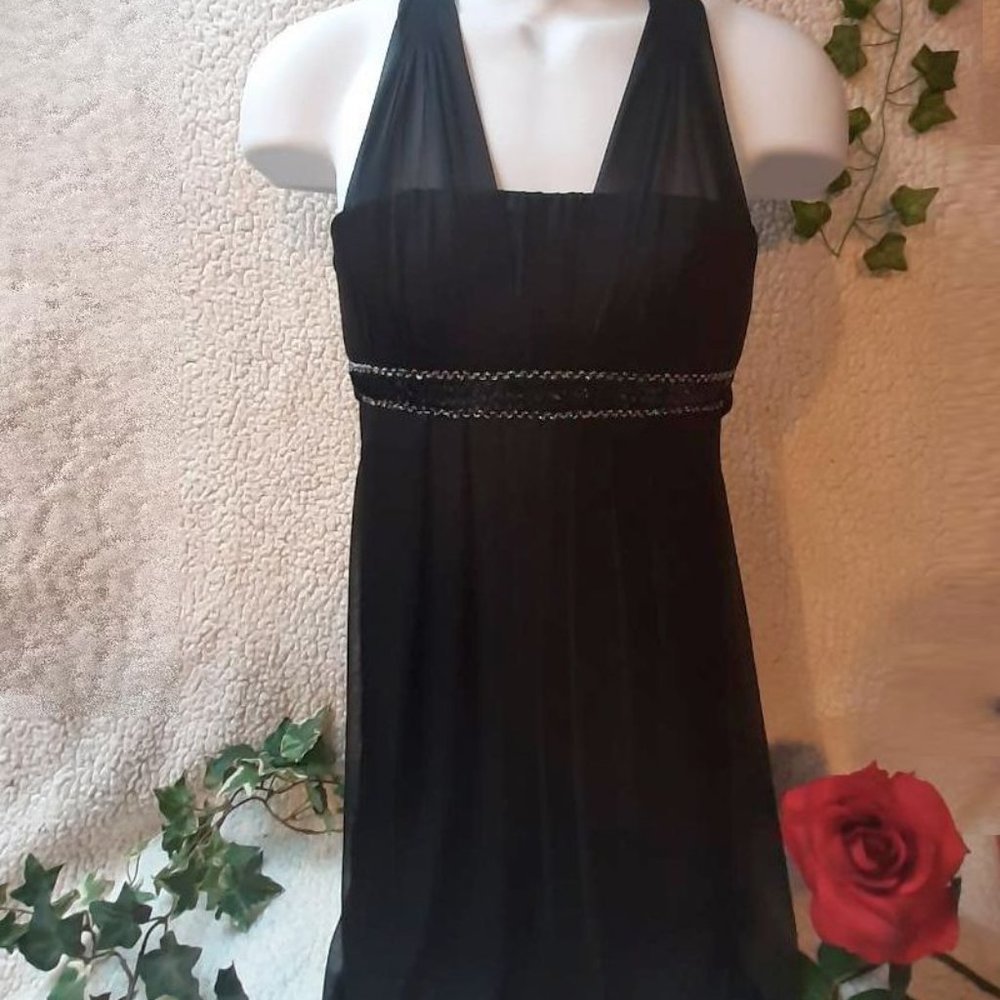 Ladies Black Top  Size Small Sequined Band